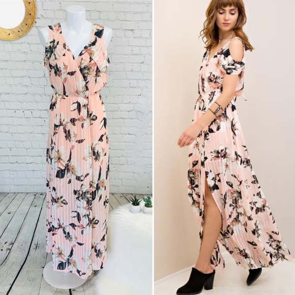 entro Dresses & Skirts - Anthropologie Entro pink floral sheer maxi dress